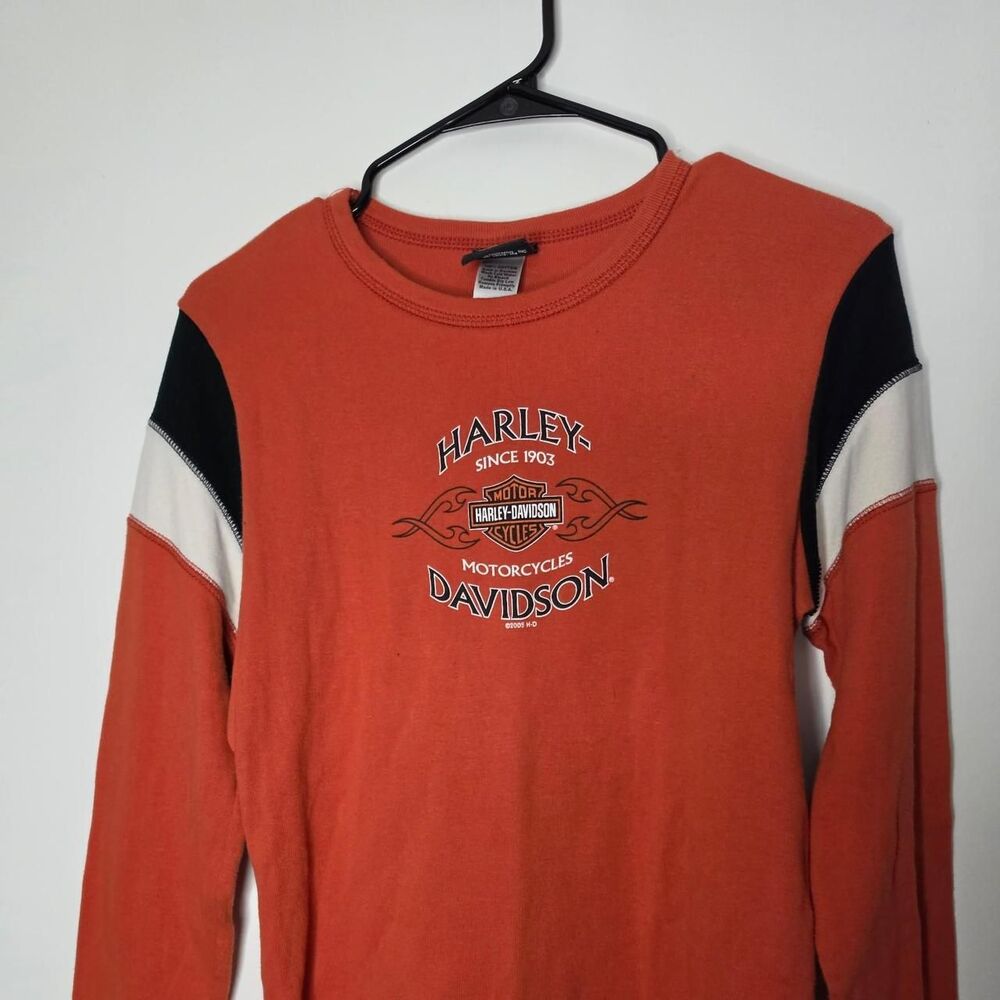Harley-davidson Women's Orange and Red Shirt